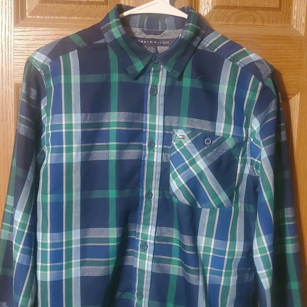 Blue/Green Tommy Hilfiger Flannel LG. 16/28